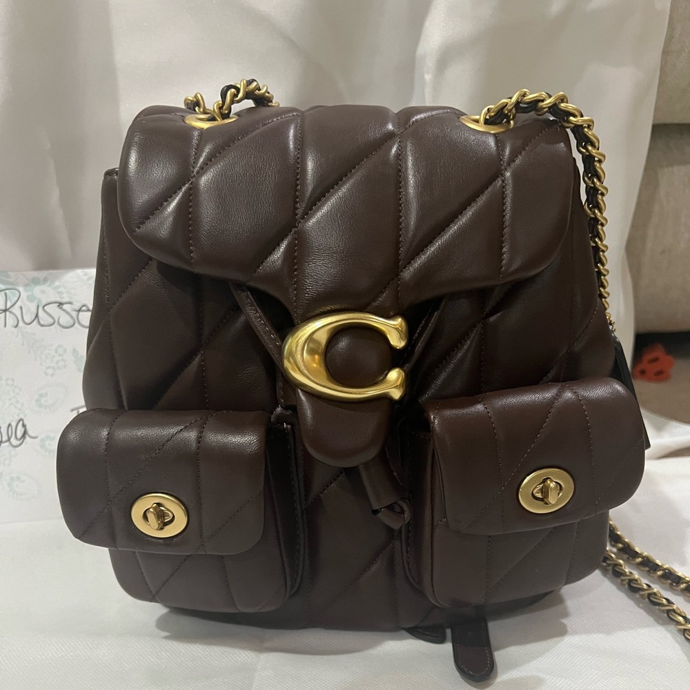 Coach Tabby Brown and Gold Quilted Leather Backpack